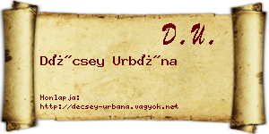 Décsey Urbána névjegykártya
